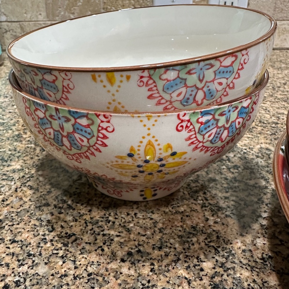 Chehoma SET Bohemian ceramic plates saucers cereal bowls - Picture 5 of 16